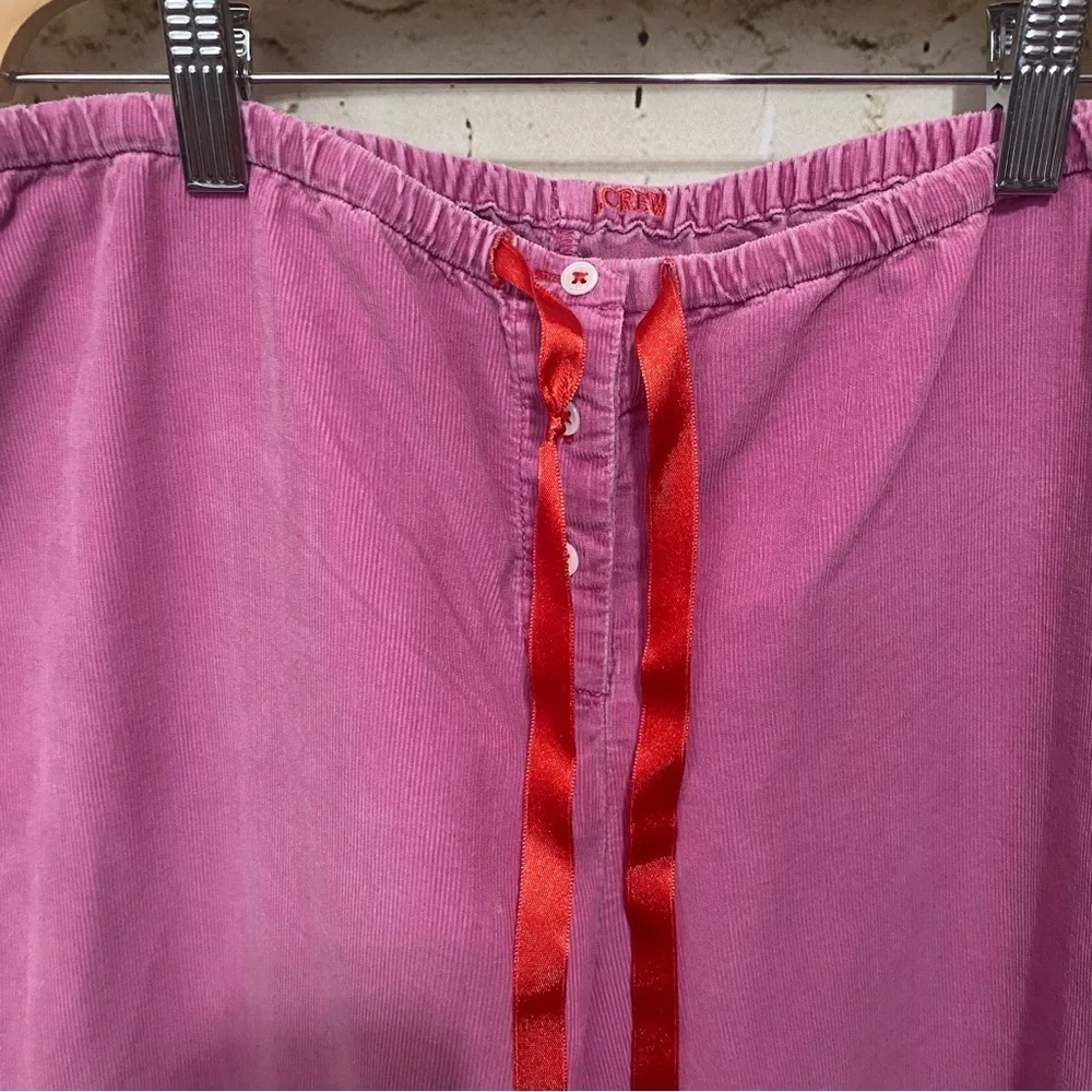 Vintage J Crew Pink Cotton Thin Corduroy Tie Waist Wide Leg Pant